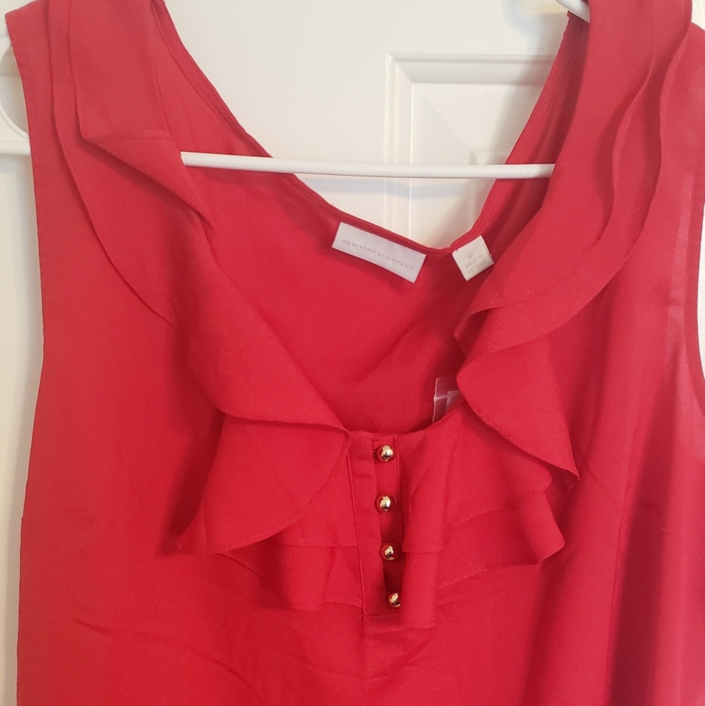 Beautiful Red Ruffled Blouse